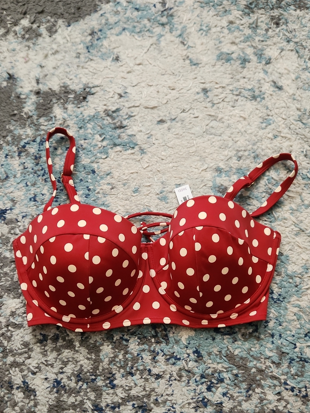 NWT Adore Me Red and White Polka Dot Bikini Top